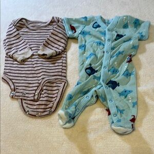 Carter's Brown and Blue Footies One Piece Set